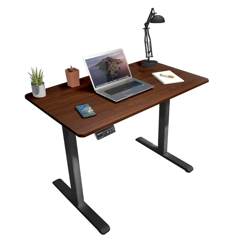 Mount-It! 40"W Electric Rectangular Adjustable Standing Desk, Hazelnut/Black (MI-8036)