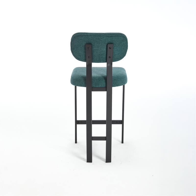 Modern Upholstered Fabric Barstools with Metal Legs (Set of 2)