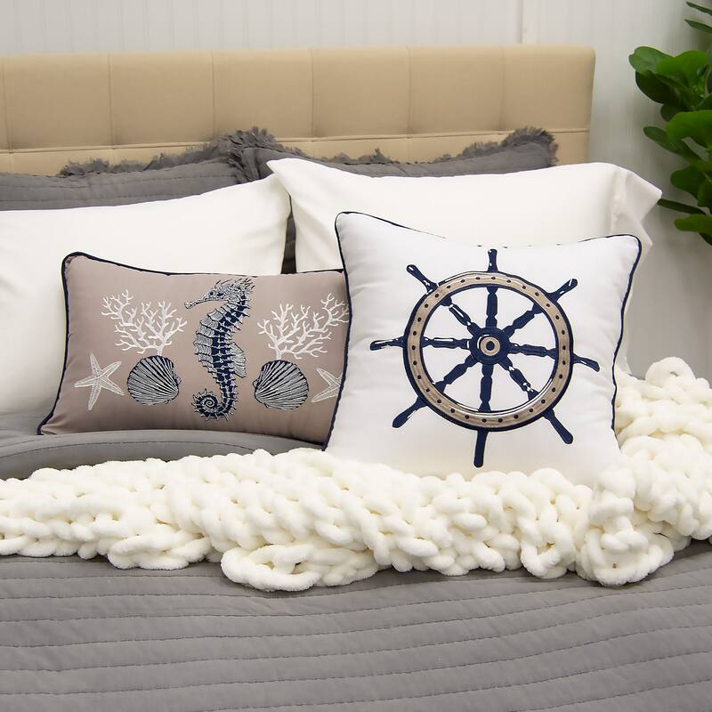 Donna Sharp Checkerboard Indigo (Nautical) 2PC Cotton Decorative Pillow Set