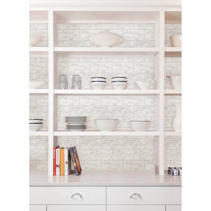 Marble White Peel and Stick Backsplash Tiles