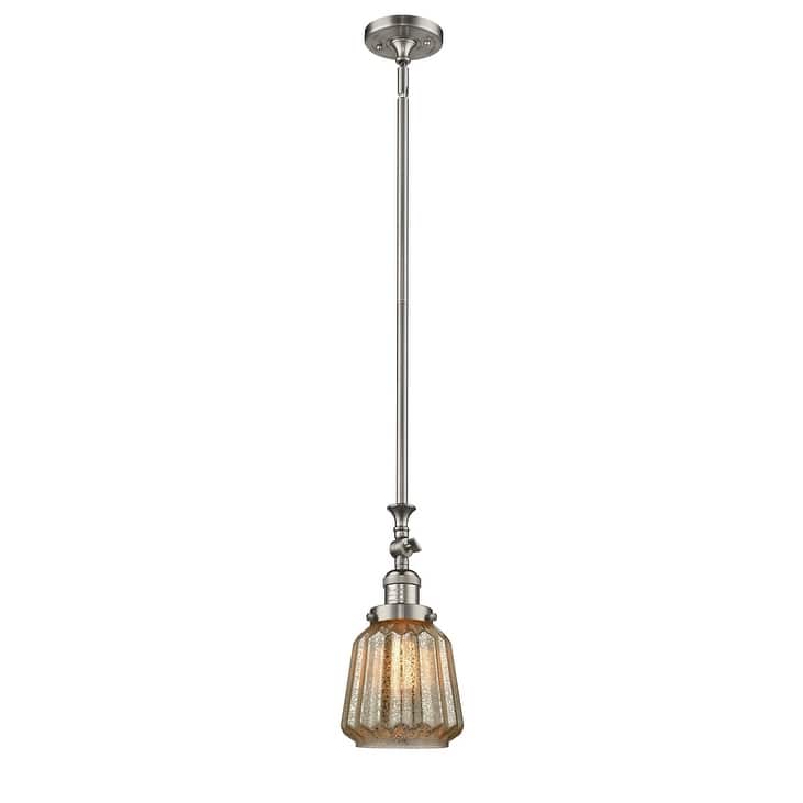 Innovations Lighting Chatham 14" Tall Mini Pendant - Brushed Satin Nickel / Mercury Fluted