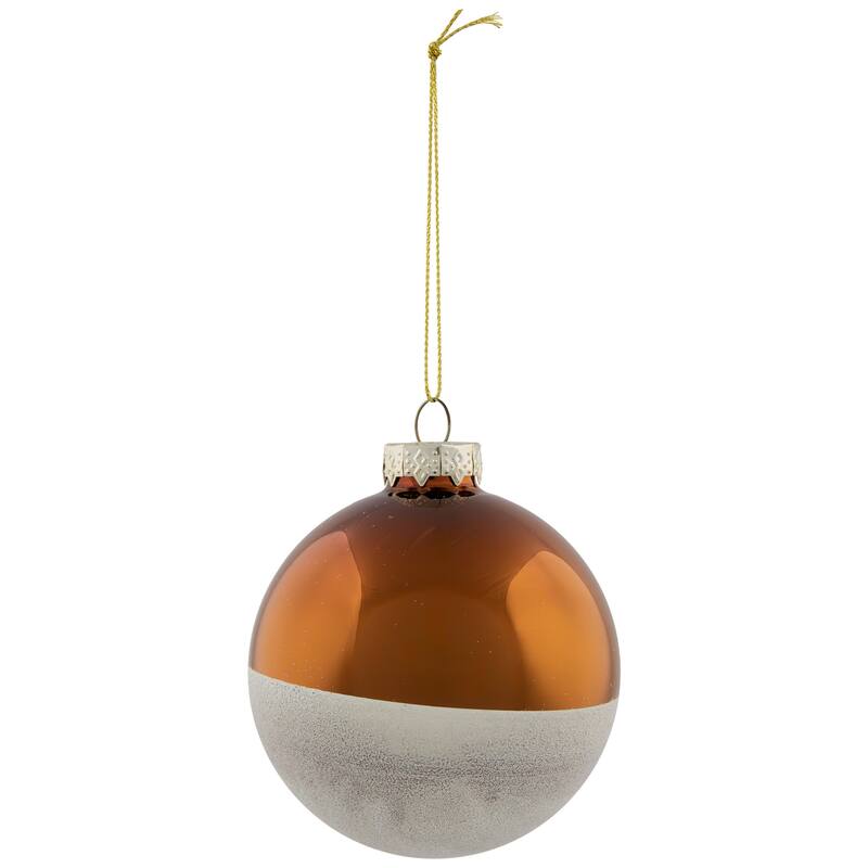 Dual Color Glass Christmas Ball Ornaments - 3.25" (80mm) - Bronze and White - 4ct