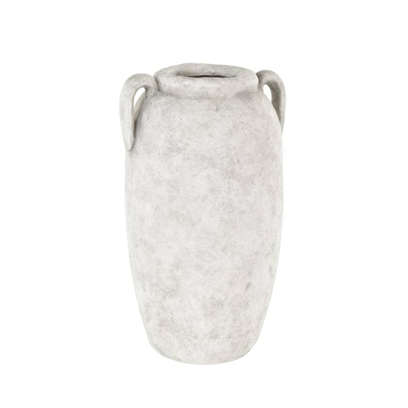 Ceramic Antique Style Textured Vase with Handles - Copper or White - Roche River Decor