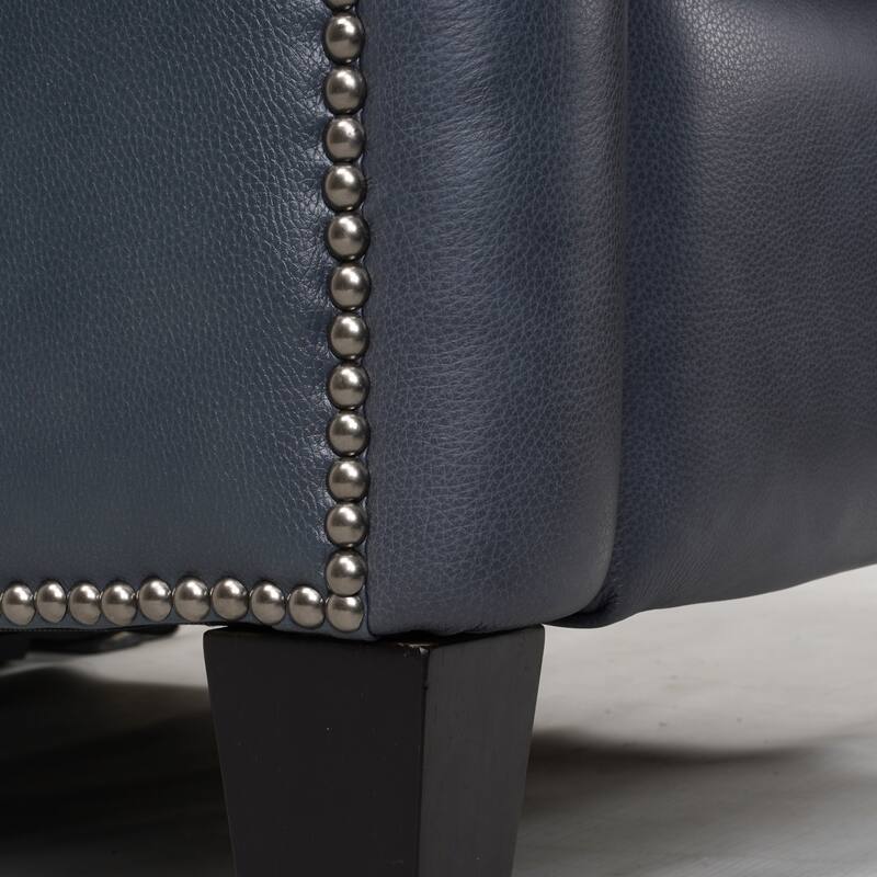 Genuine Leather Nailhead Trim Recliner Dual Power Home Theatre Power Recliner Chair with USB Port
