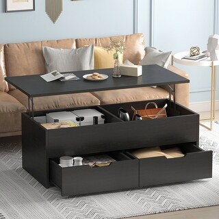 Modern Wooden Lift Top Coffee Table With Storage Drawers - Bed Bath ...