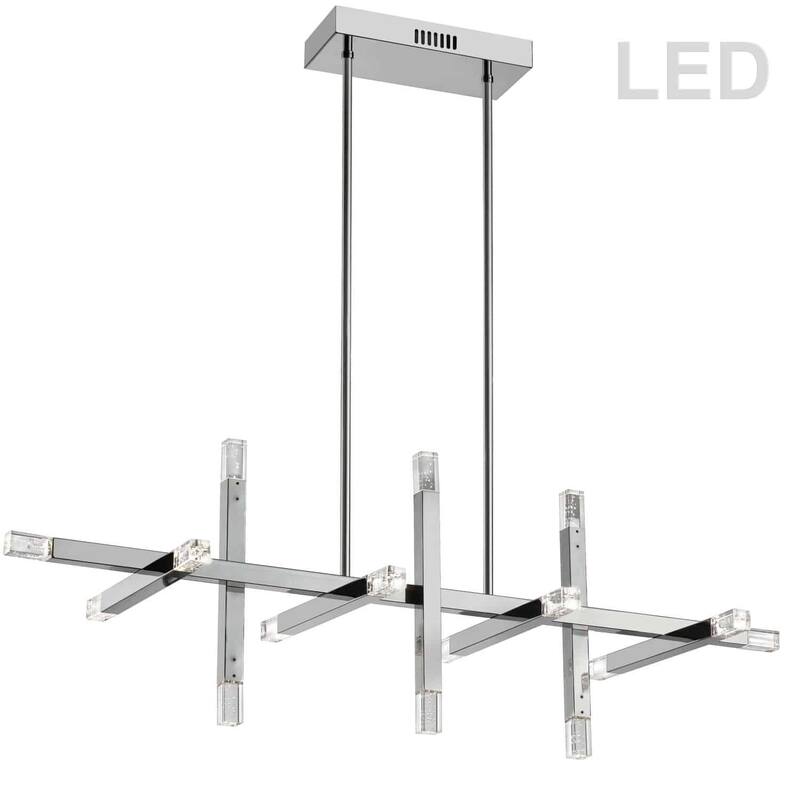 Chrome Chandelier - 64W Horiz Light Fixture with Acrylic Diffuser - 13.75
