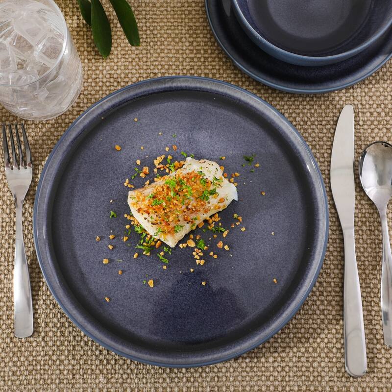 Gibson Elite Tahoe Sunset 12 Piece Stoneware Reactive Glaze (Service for 4) Ceramic Plates and Bowls Dinnerware Set