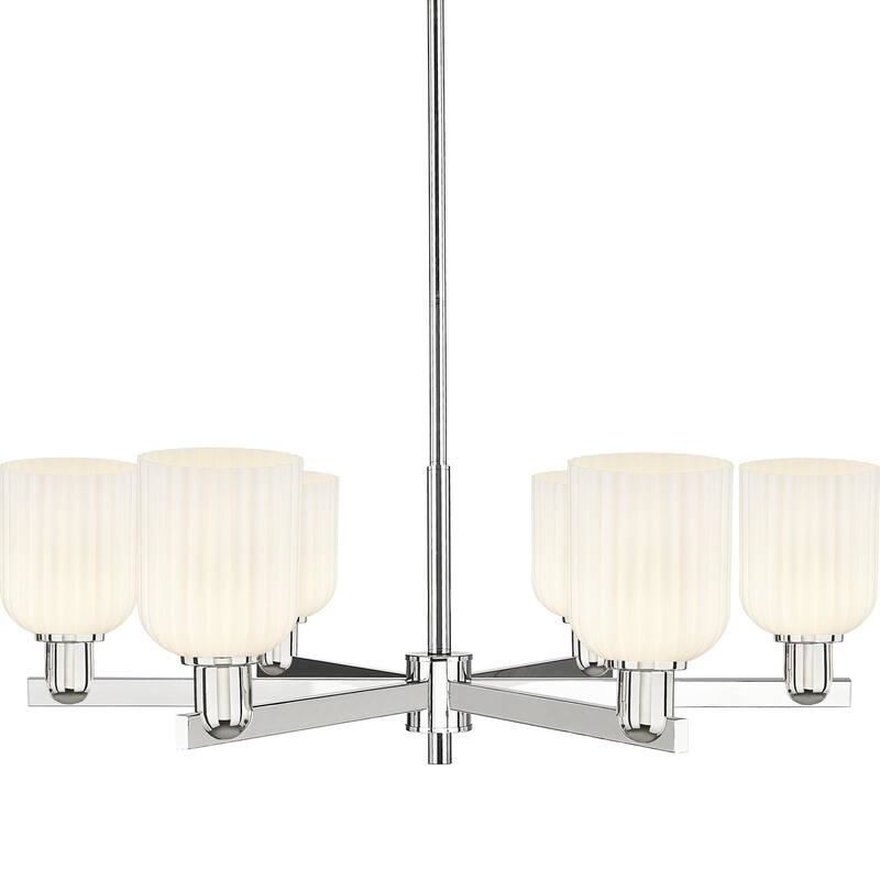 Innovations Lighting 716-6CR-11-35 Bridal Veil Chandelier Bridal Veil - Polished Nickel / Gloss White