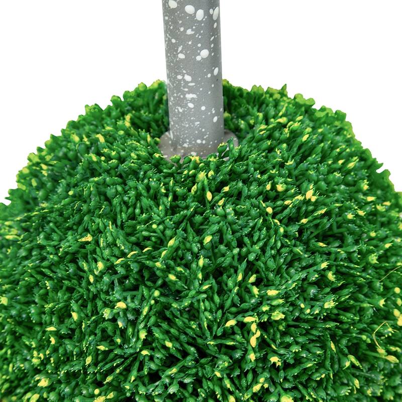 D7x26.5" Artificial Two-Tiered Boxwood Sphere Topiary on Metal Spire