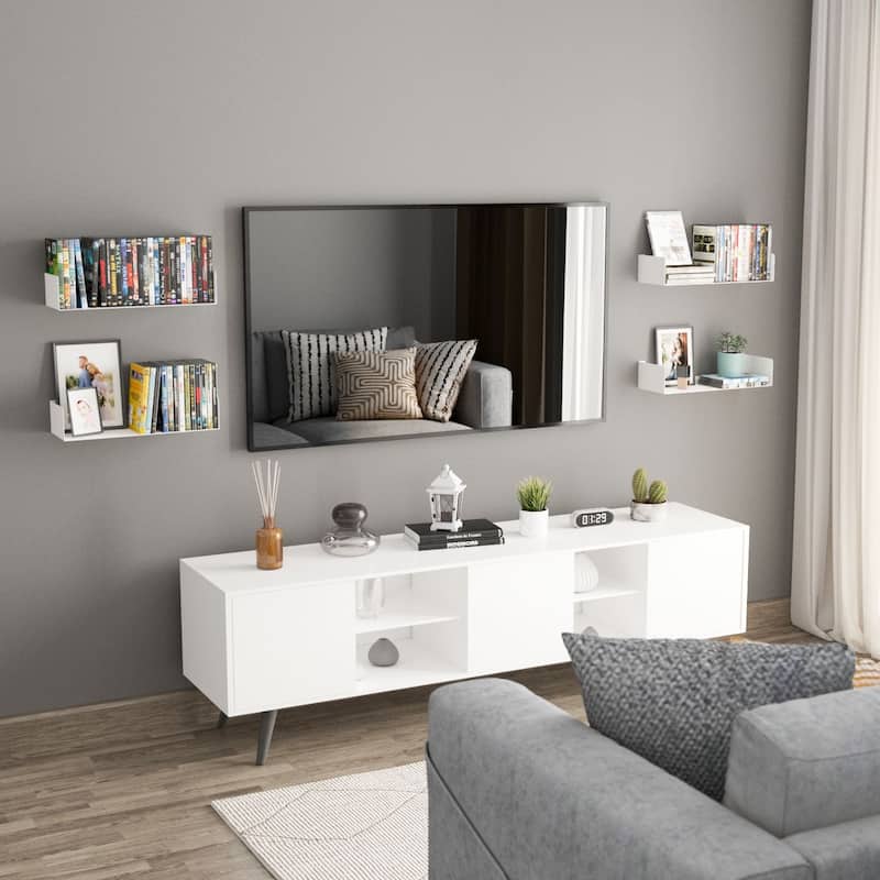 Wallniture Bali U Shape Floating Shelves Metal Bookshelf Wall Hanging Shelf (Set of 2)