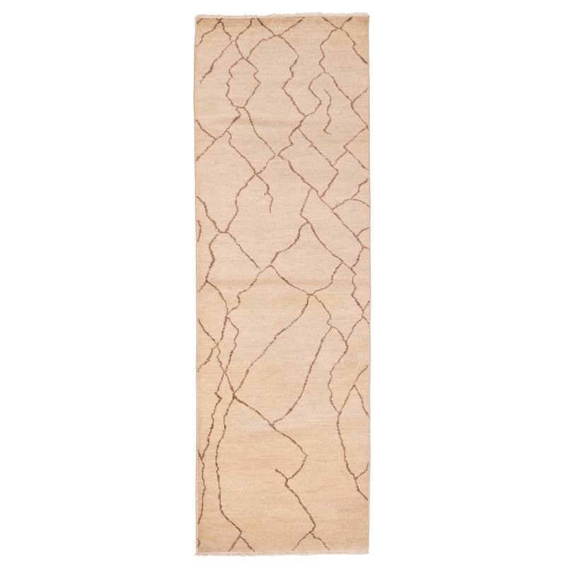 ECARPETGALLERY Hand-knotted Mystique Beige Wool Rug - 3'1 x 10'1