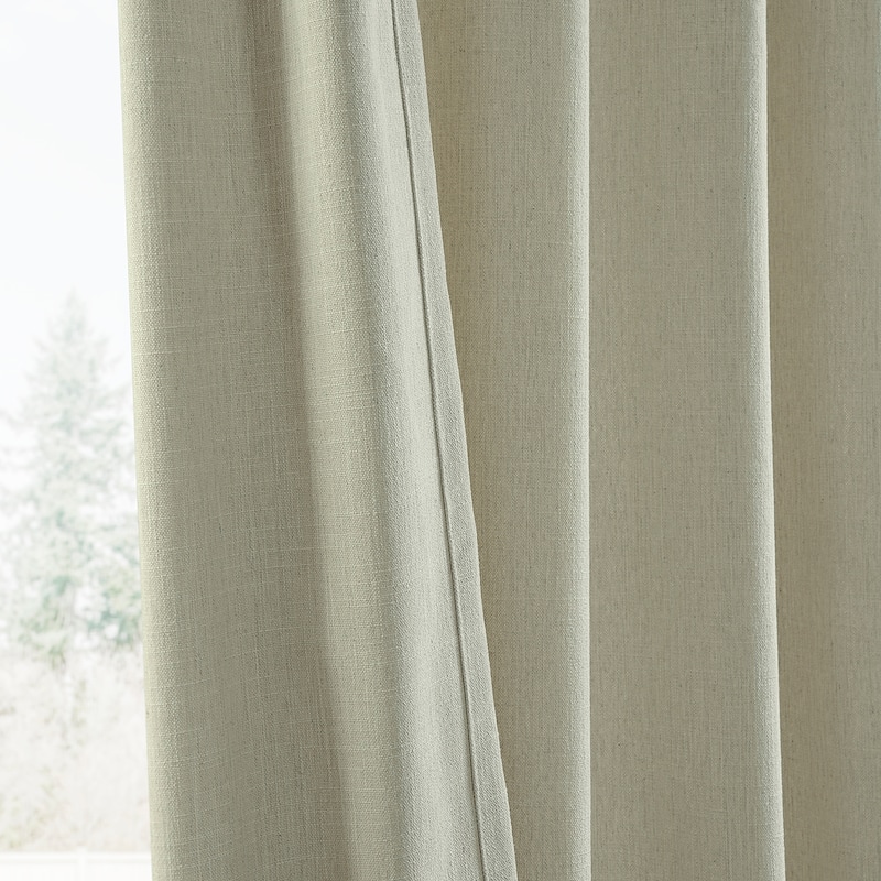 Exclusive Fabrics Basic Faux Linen Curtain Pair - 2 Panels - Light Filtering Window Curtains