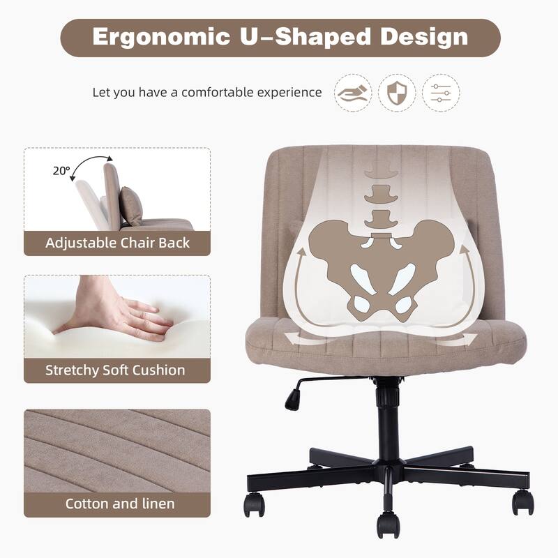 Modern Criss Cross Adjustable Armless Office Chair - Ideal for Home Office, Meditation & Makeup
