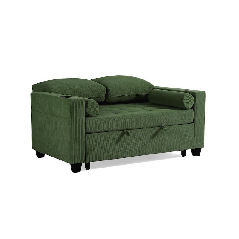 3-in-1 Pull-Out Sleeper Sofa Bed Convertible Adjustable Multi-Functional Loveseat with USB Port