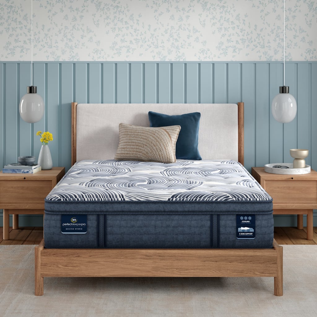 Serta Perfect Sleeper Pro Edinburgh 15" Latex Hybrid Plush Pillow Top Mattress Set