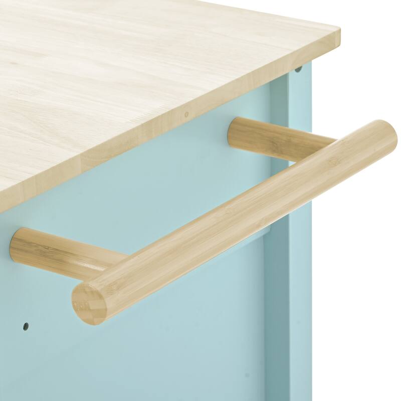 Kitchen Island cart with Solid Wood Top and Locking Wheels,54.3 Inch Width,4 Door Cabinet and Two Drawers,Spice Rack, Towel Rack