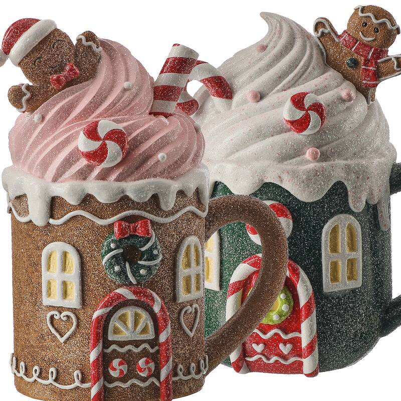 8" Resin Sweets Gingerbread Mug Set of 2
