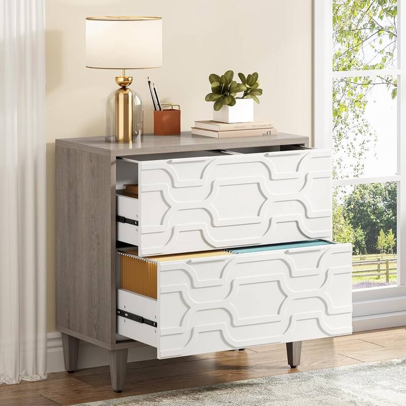 2-Drawer File Cabinet,Lateral Filing Cabinet for A4/Letter/Legal Size,Office Storage Cabinet,Printer Stand with Storage Drawer