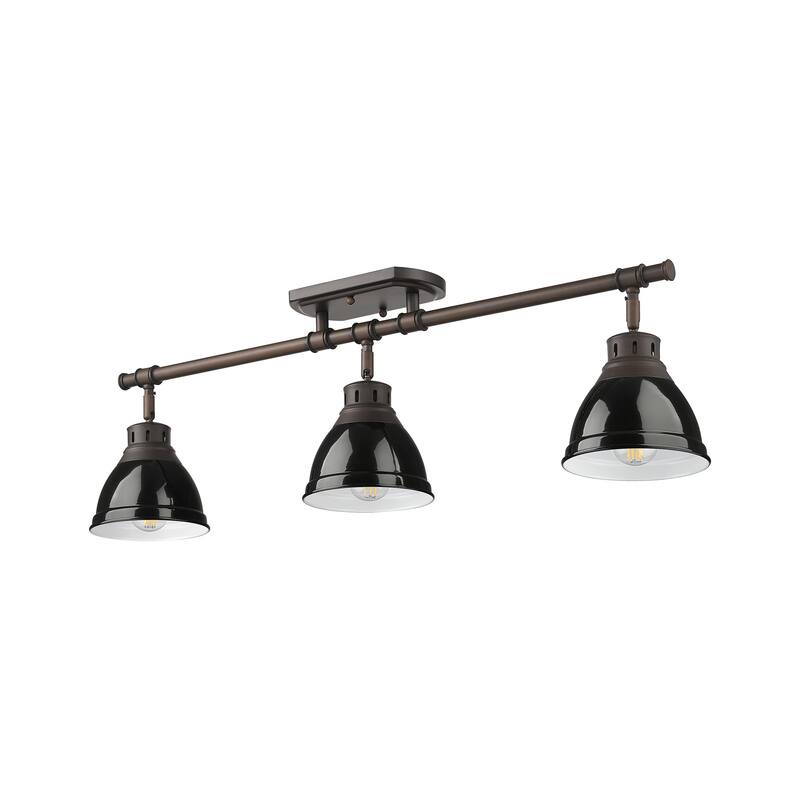Yep by Golden Lighting Duncan 3-light Semi-Flush Mount in Rubbed Bronze and Black shade - Rubbed Bronze - 3-Light Semi-flush