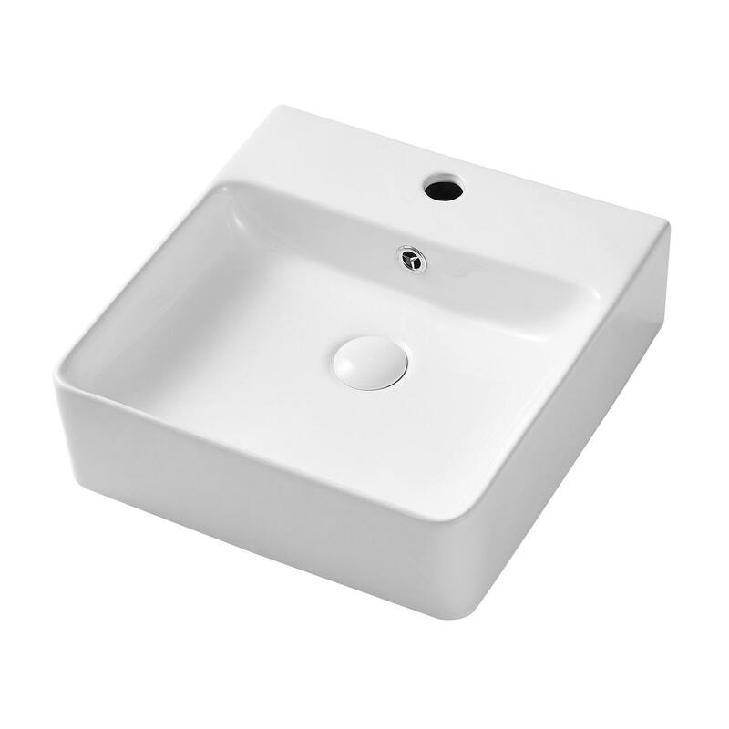 Eridanus 15" Square Wall-Mounted Vessel Bathroom Sink with Overflow