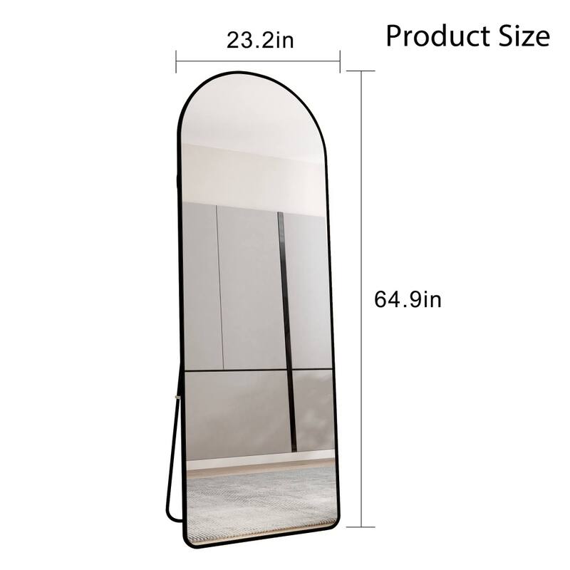 65" Modern Aluminium Framed Freestanding Full Length Mirror in Black