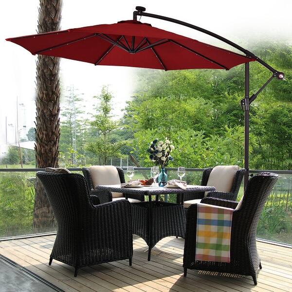 Costway 10 Patio Umbrella With Solar Led Lights And Costway 10 Patio Umbrella With