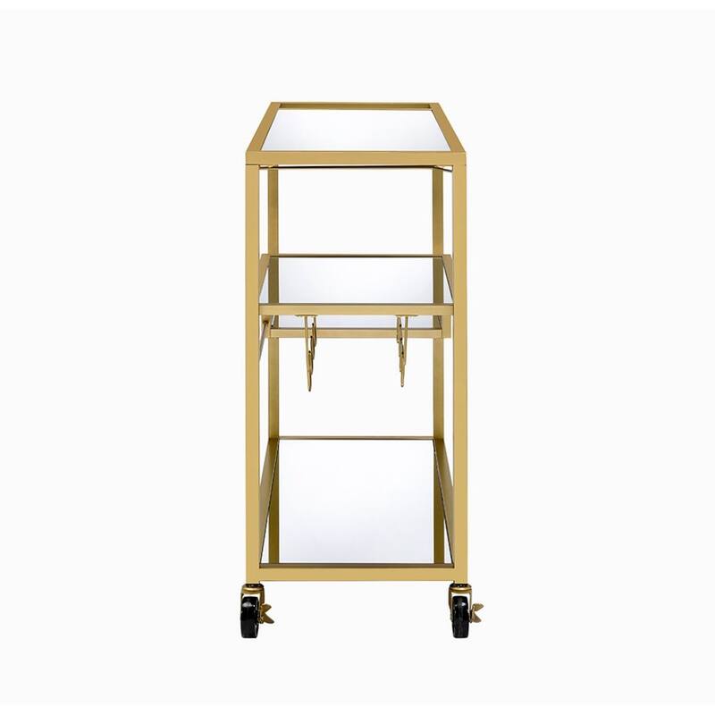 Adamsen Mirrored & Champagne Finish Serving cart