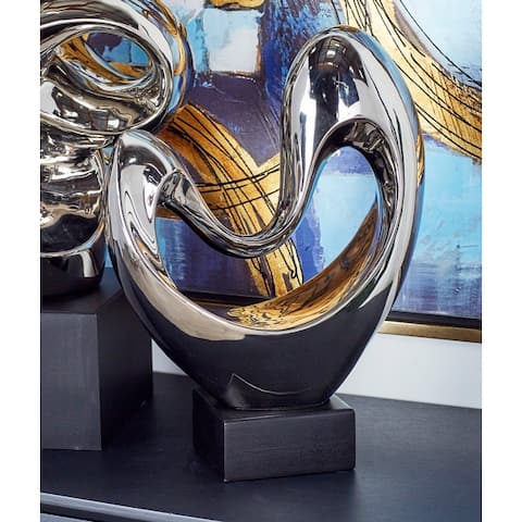 Polished Metallic Finish Porcelain Modern Abstract Table Sculpture - 10 x 5 x 14