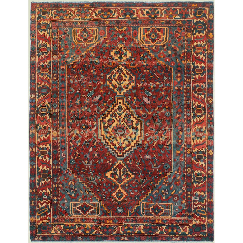 Fine Vintage Distressed Keiko Rust/Grey Rug - 5'7" x 7'10"