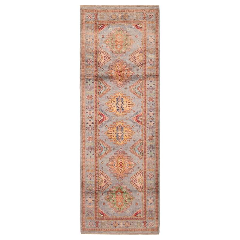 ECARPETGALLERY Hand-knotted Modern Ersari Light Grey Wool Rug - 2'9 x 8'0 - Light Grey - 2'9 x 8'0