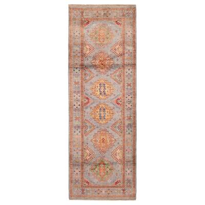 ECARPETGALLERY Hand-knotted Modern Ersari Light Grey Wool Rug - 2'9 x 8'0