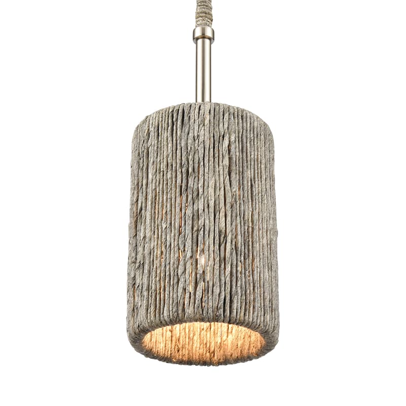 Elk Home Abaca Polished Nickel Finish With Abaca Rope Shade Pendant