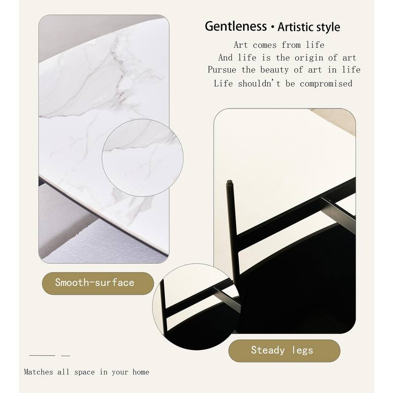 31.49" Ceramic Beam Coffee Table, Easy Assembly