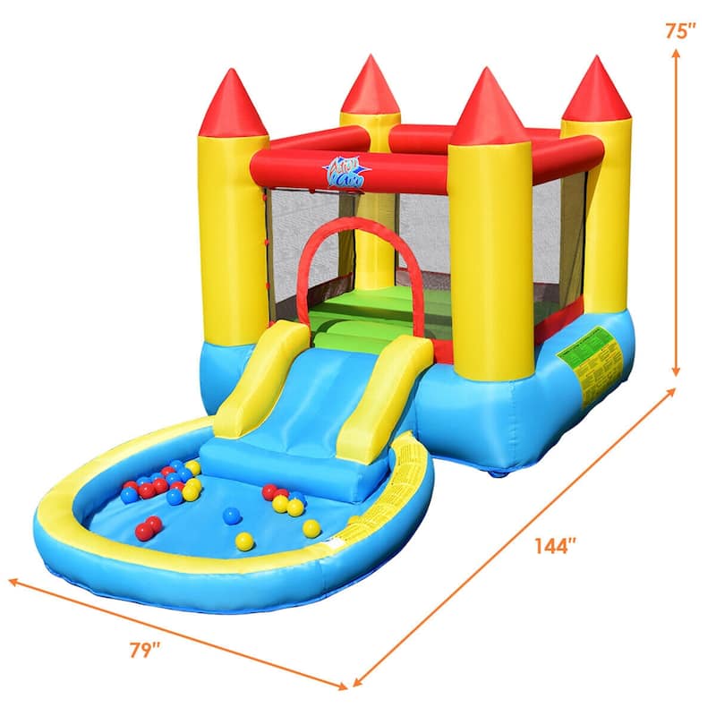 Gymax Inflatable Bounce House Kids Slide Jumping Castle Bouncer w/Pool