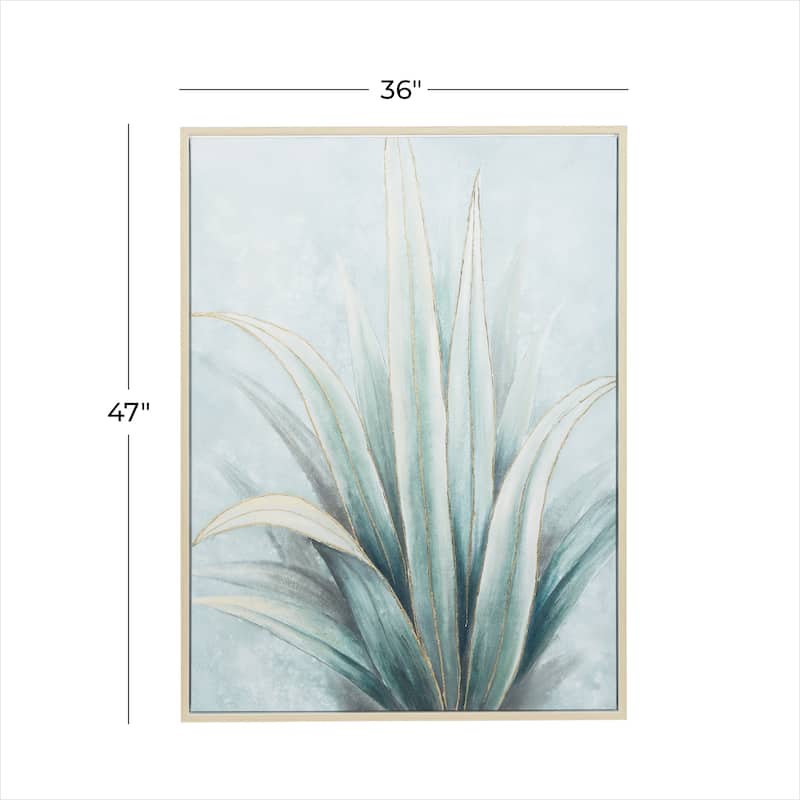 White Canvas Handmade Floral Framed Wall Art with Gold Frame