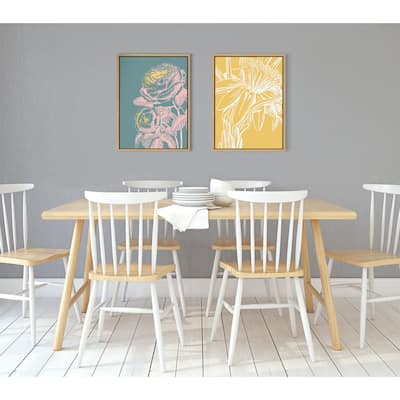 Kate and Laurel Sylvie Floral Teal Framed Canvas by Apricot and Birch