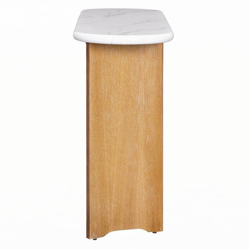Narrow Console Table, Entryway Table,Natural+White