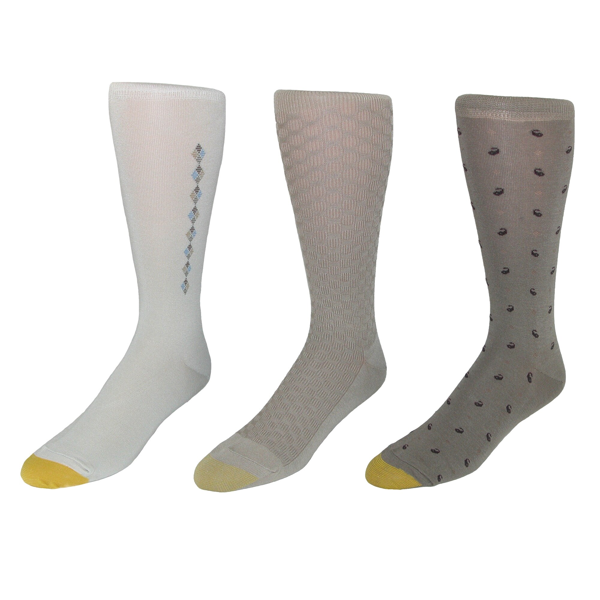 $45 GOLD TOE New Men/'s 4-Pair Pack Dress Crew Socks ARGYLE BLACK Shoe Size 6-12