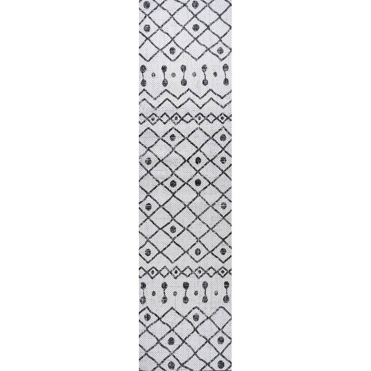 JONATHAN Y Tokay Tribal Bohemian Indoor/Outdoor Area Rug - 2 X 10 - Ivory/Black