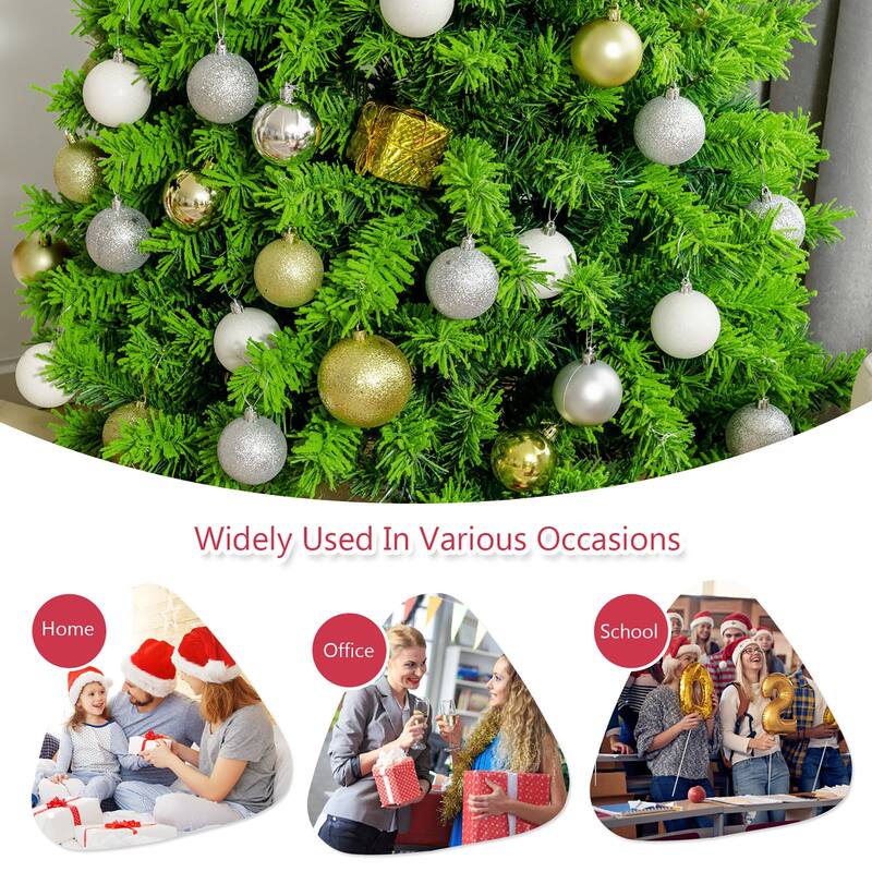 Costway 6.5ft Green Flocked Hinged Artificial Christmas Tree w/ Metal