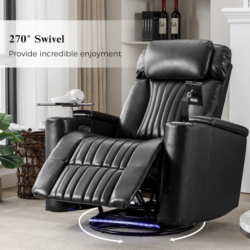 270° Power Swivel Lift Recliner Chair with Cell Phone Stand & Cup Holders, Swivel Tray Table, Lazy Boy Sofa Chair for Home