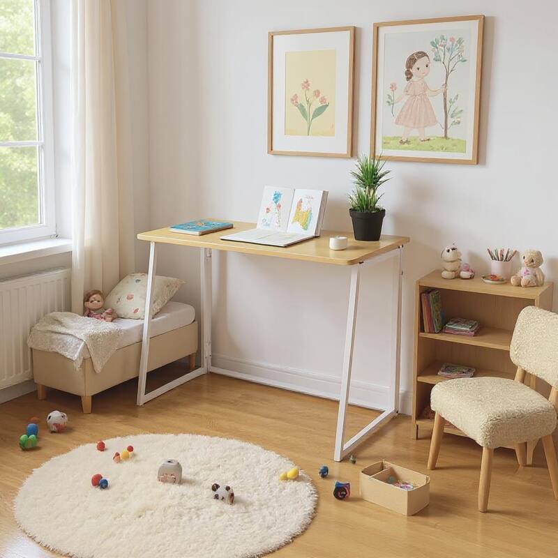 HomyLin Folding Desk Study Corner Writing PC Office Sofa Table