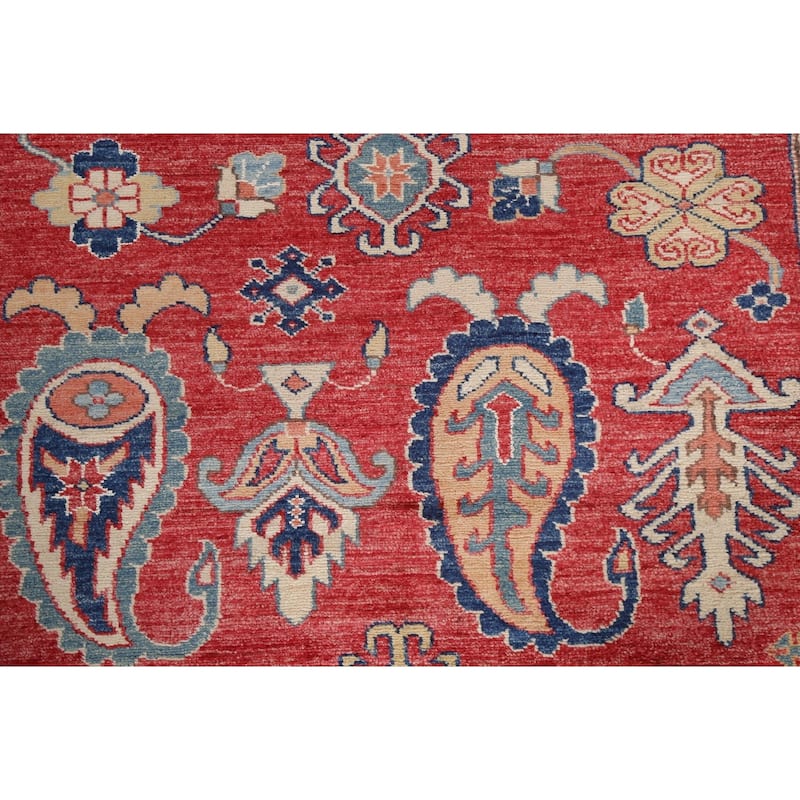 Vegetable Dye Geometric Paisley Super Kazak Area Rug Wool Hand-knotted - 2'10" x 5'0"