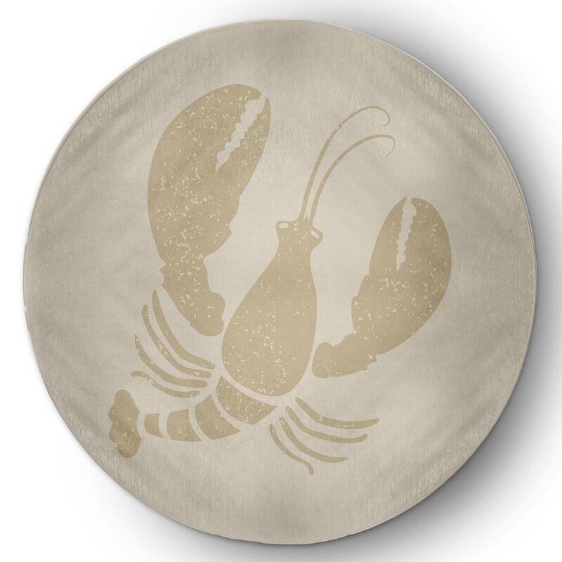 Lobster Nautical Indoor/Outdoor Rug - Taupe - 5' Round