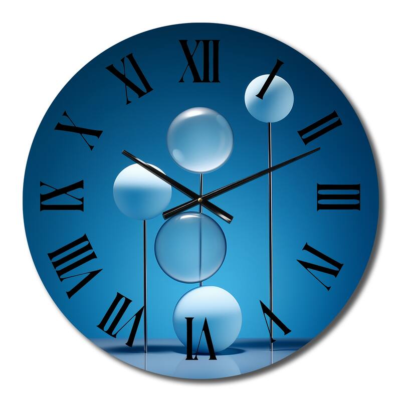 Designart "Serenity Sapphire Circular Spheres III" Modern Geometric Oversized Wall Clock