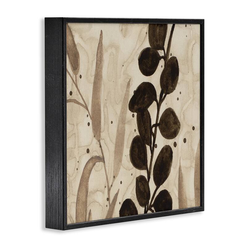 Stupell Asymmetrical Natural Leaves Framed Giclee Art Design By Krinlox