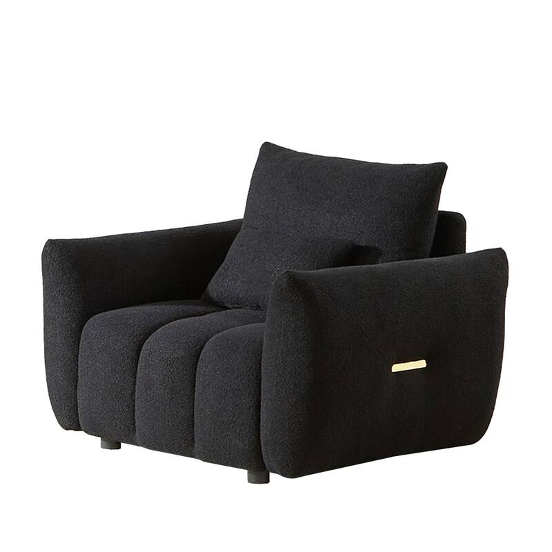 39.7" Teddy Fabric Upholstered Lounge Chair with Pillow