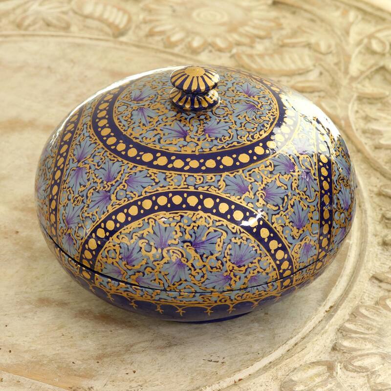 Novica Handmade Kashmir Indigo Papier Mache Decorative Box