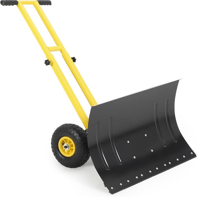 29x20 In Heavy Duty Rolling Snow Shovel With Wheels Double Armrests - 29x20 In - Yellow