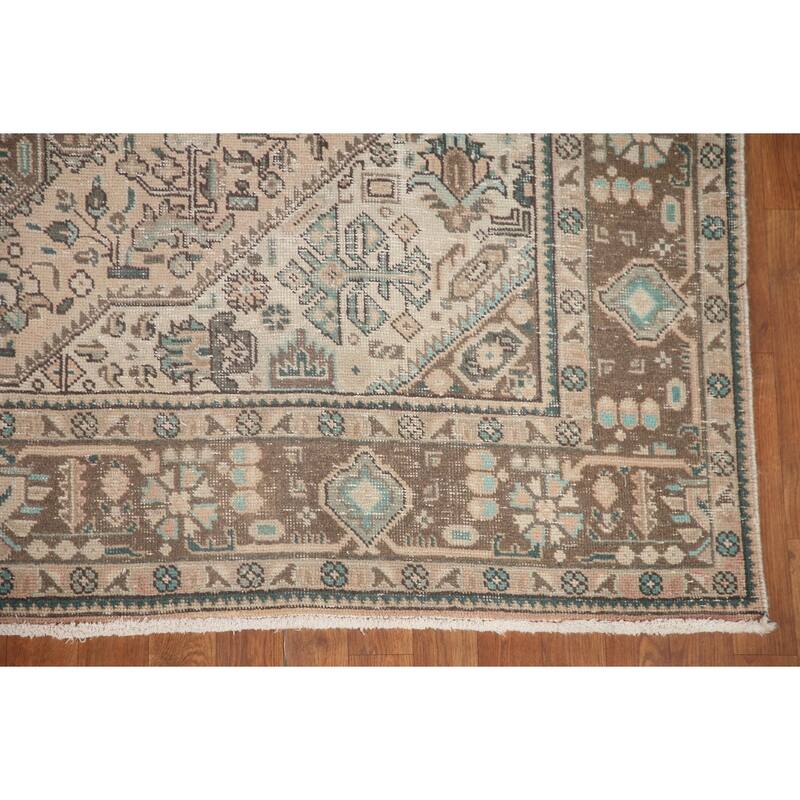 Hand Knotted Oriental 100% Wool Carpet Traditional Medallion Peach Tabriz Area Rug - 9' 9'' X 6' 5''